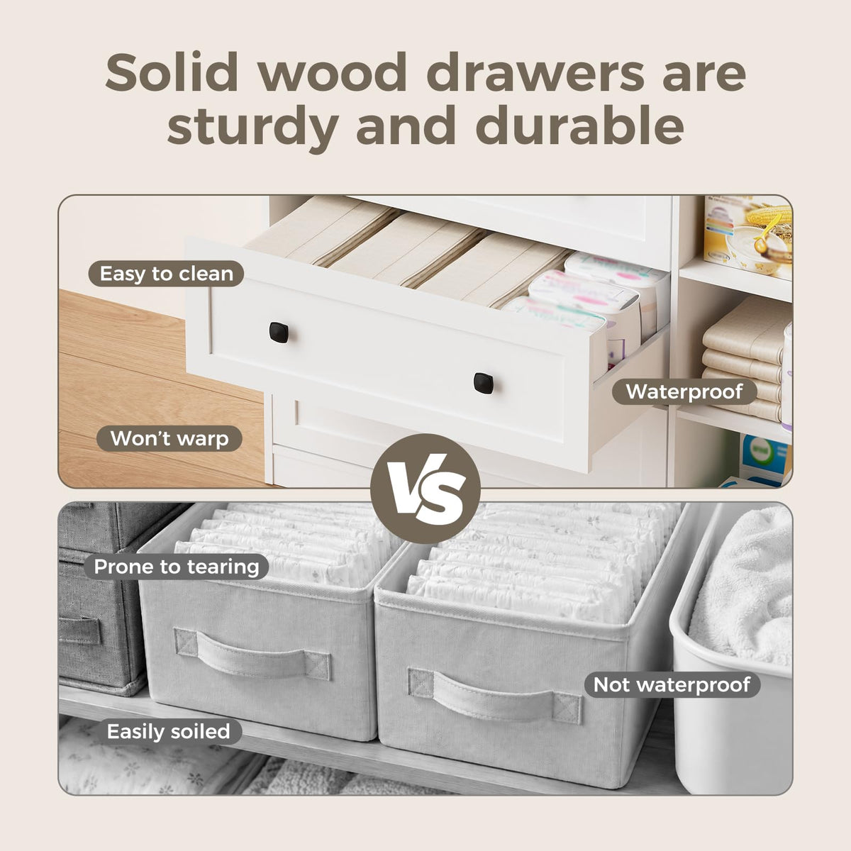 White Wood 3 Drawer Changing Table T1787