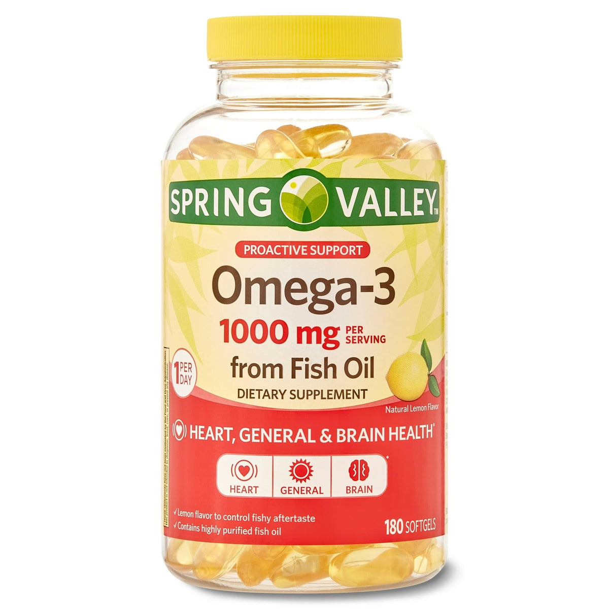 Omega-3 Fish Oil Soft Gels 1000 mg 180 Count Dietary Supplement K21820