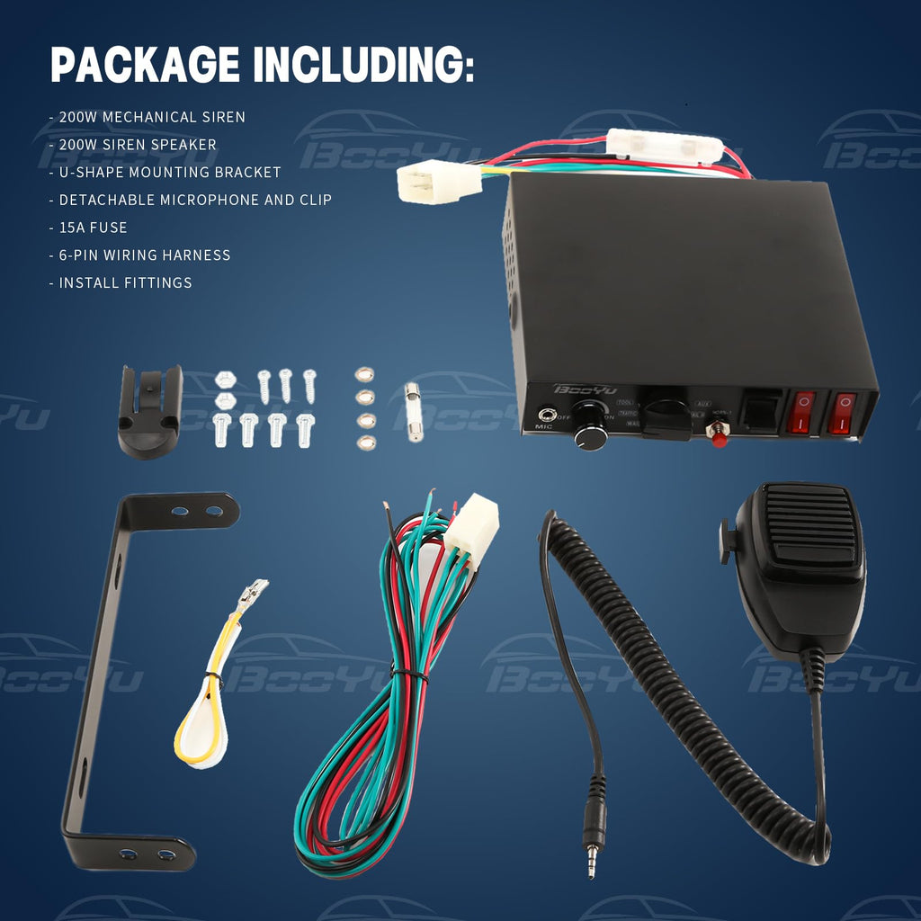12V 200W 9Tone Slim Speaker Horn Alarm PA System Emergency Siren A387685