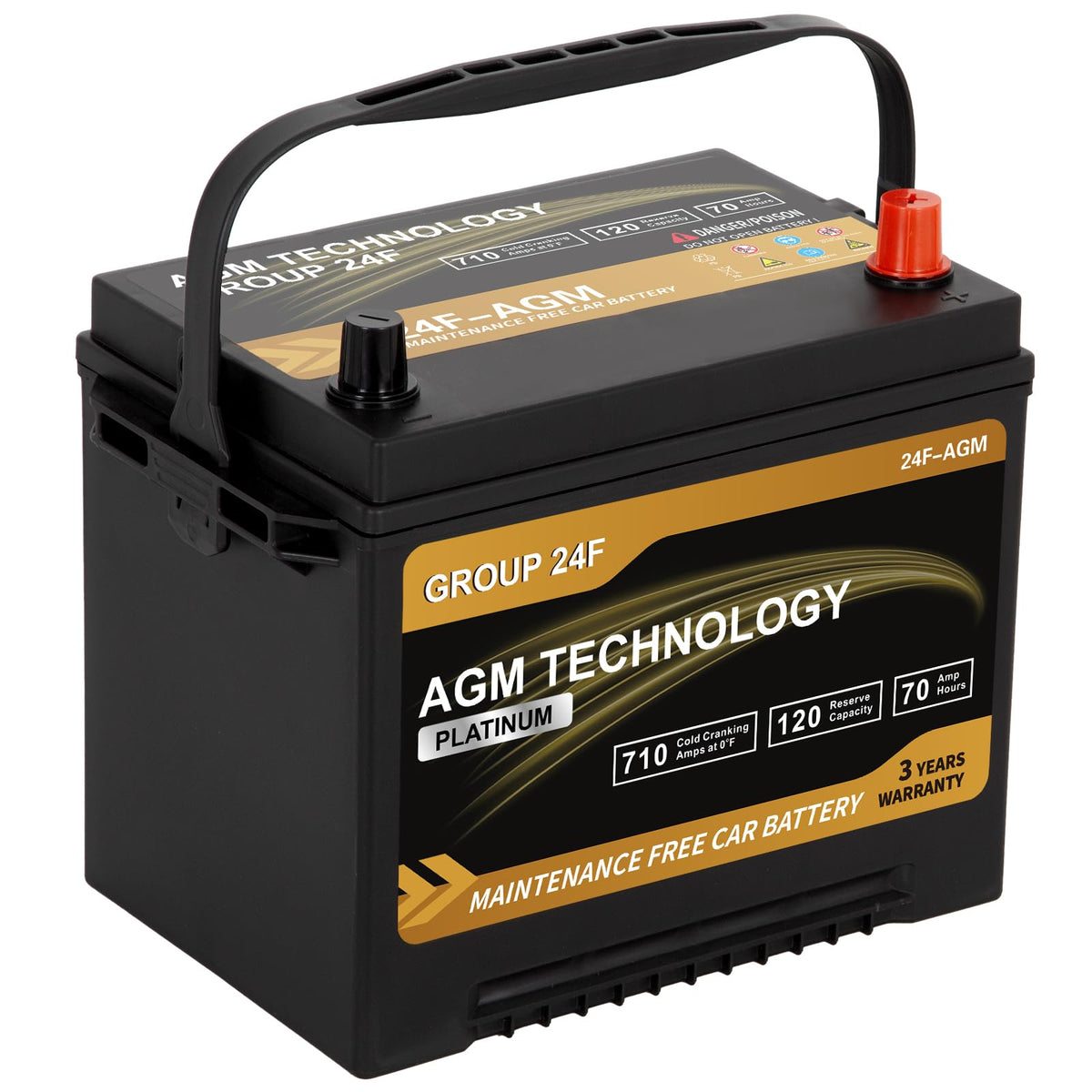 AGM Car Battery Group Size 24F 12V 70Ah 710 CCA A34602