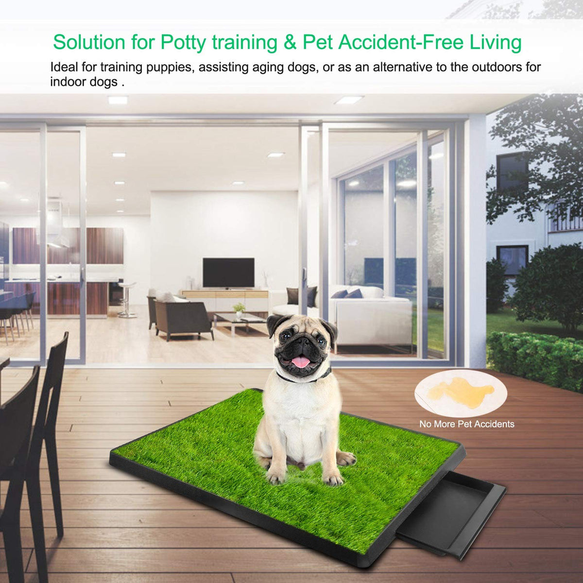 Artificial Grass Dog Potty Mat with Removable Waste Tray D6164