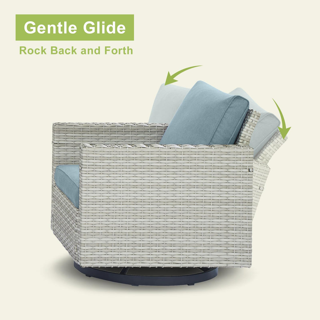 8 Piece Wicker Patio Conversation Set with Swivel Rocker Chairs Y289399