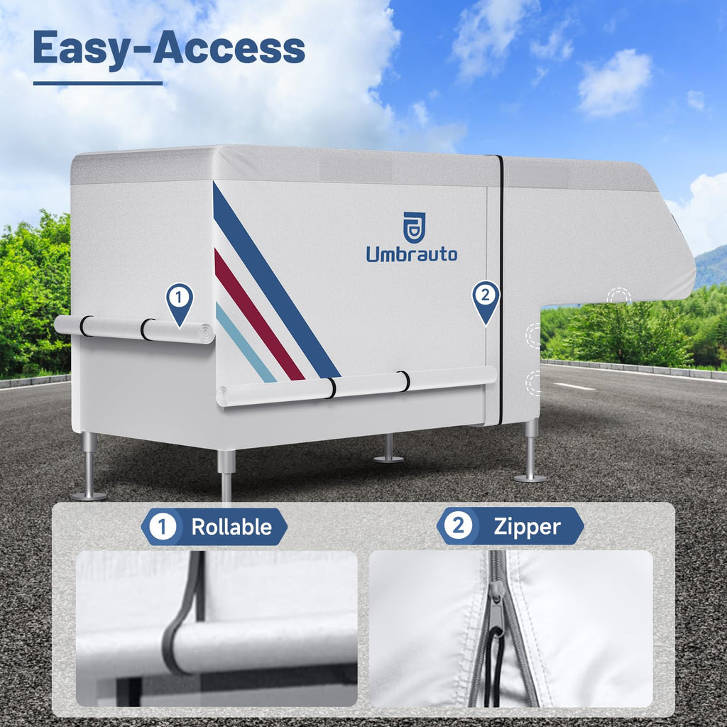 10–12FT Waterproof Oxford Truck Camper Cover with Straps & Air Vents X70608