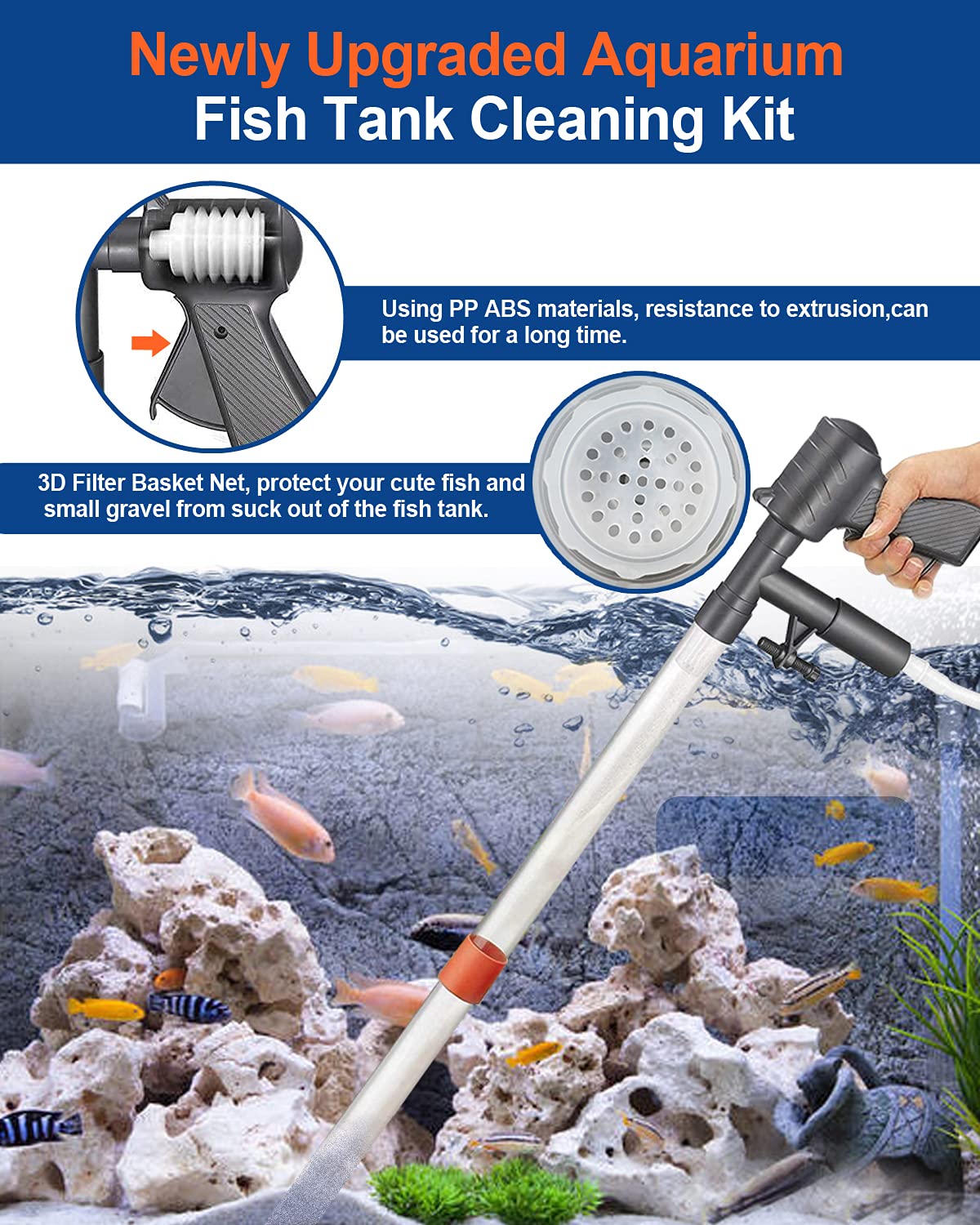 Aquarium Gravel Cleaner Vacuum Fish Tank Cleaner Kit X771338