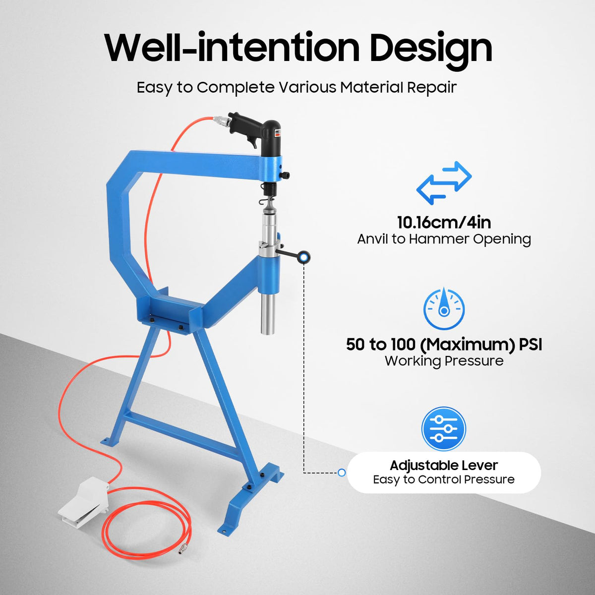 Pneumatic Planishing Hammer with 1", 2", 3" Anvil Dies Y5524