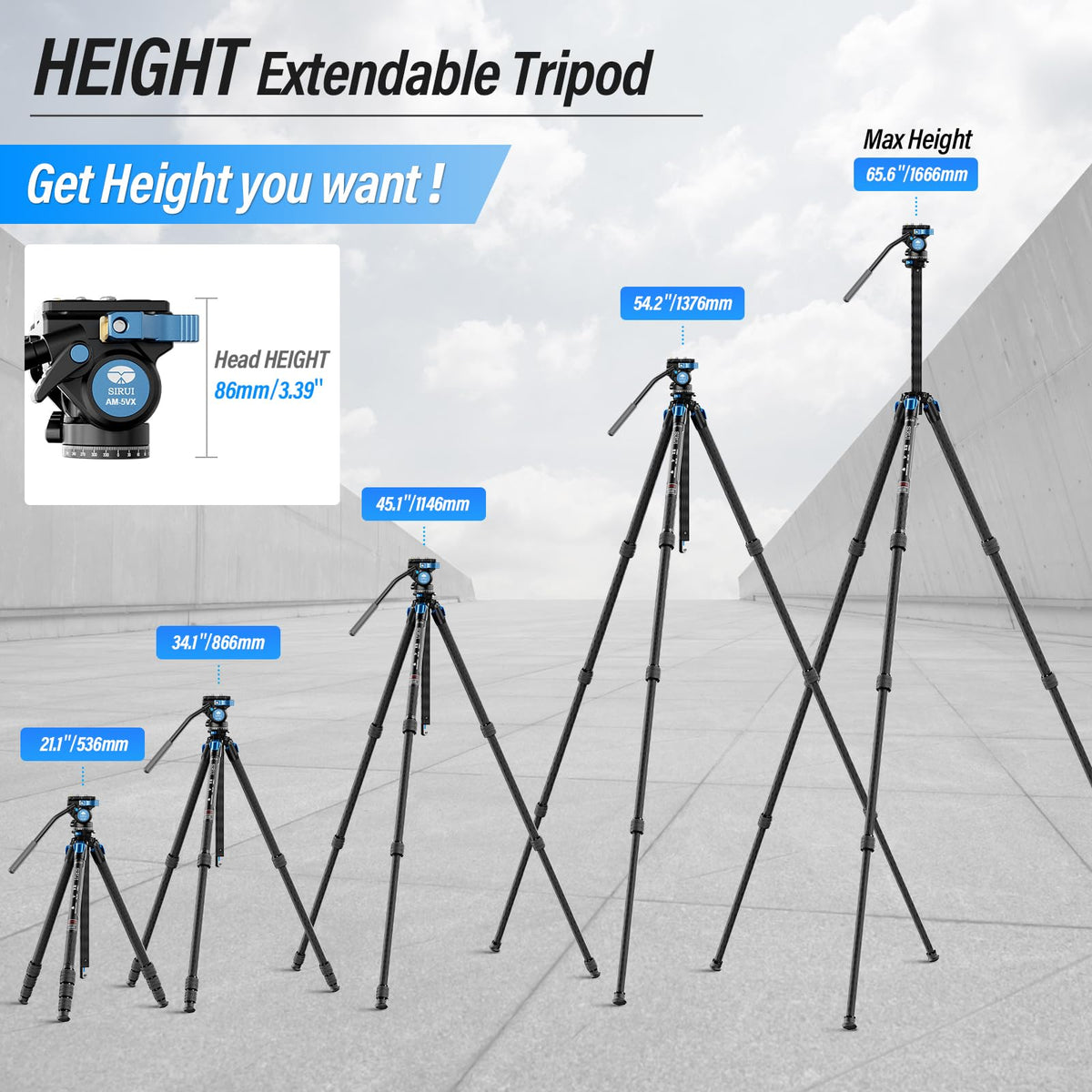 Carbon Fiber Camera Tripod with Fluid Head K56451