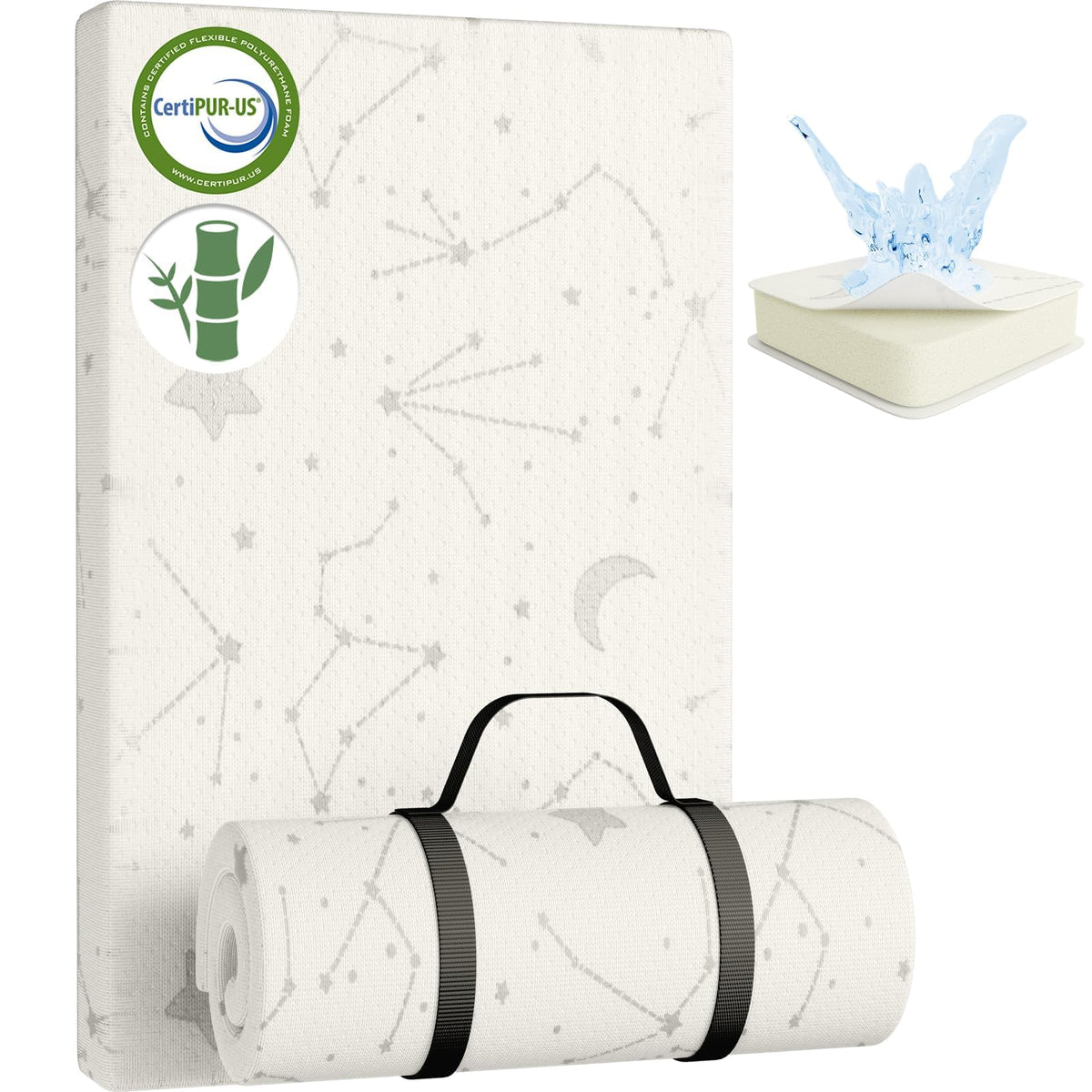 Bamboo Breathable 38x26 Waterproof Baby Mattress Topper with Strap U316