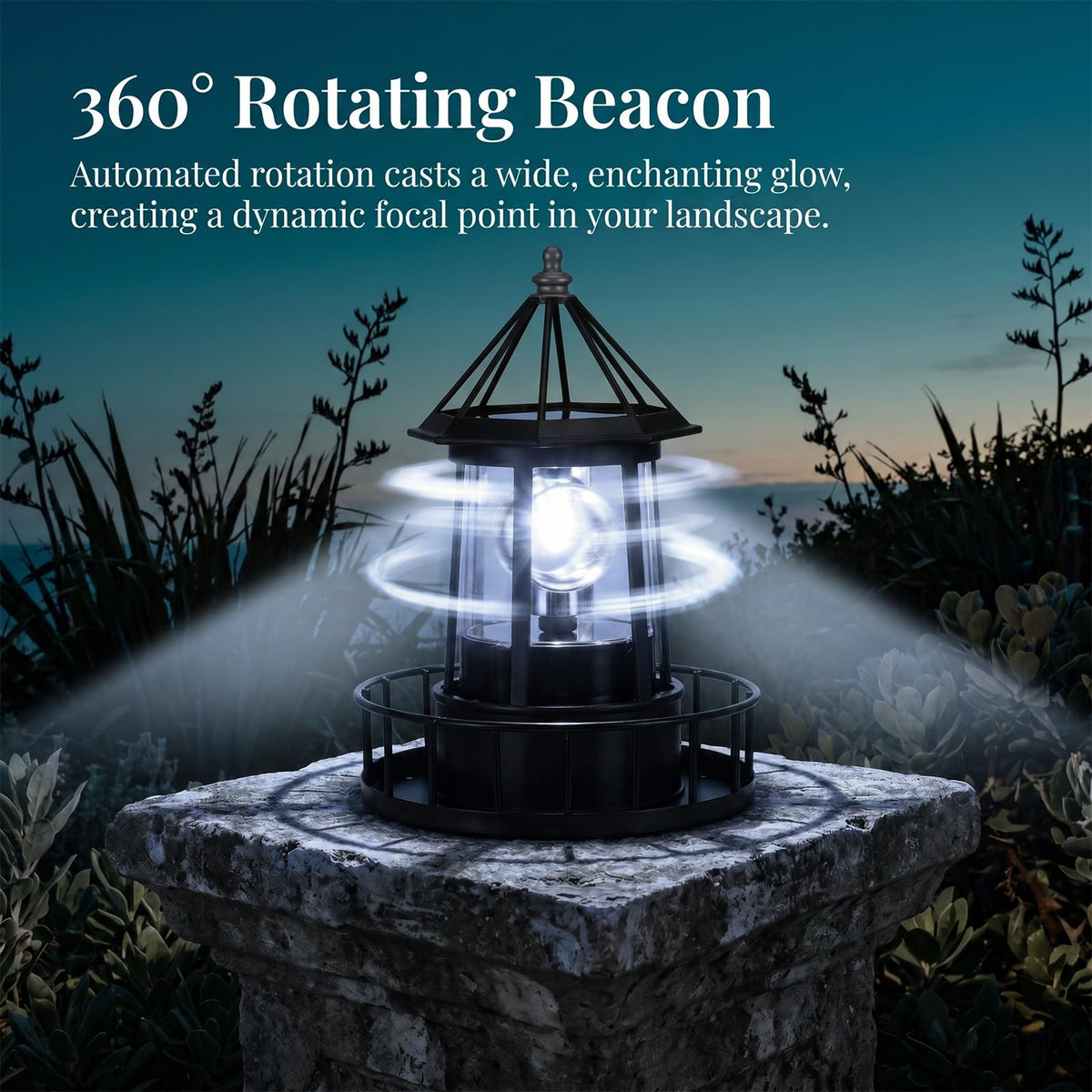 Solar Lighthouse Rotating LED Light IP65 Waterproof Outdoor Lamp L5701