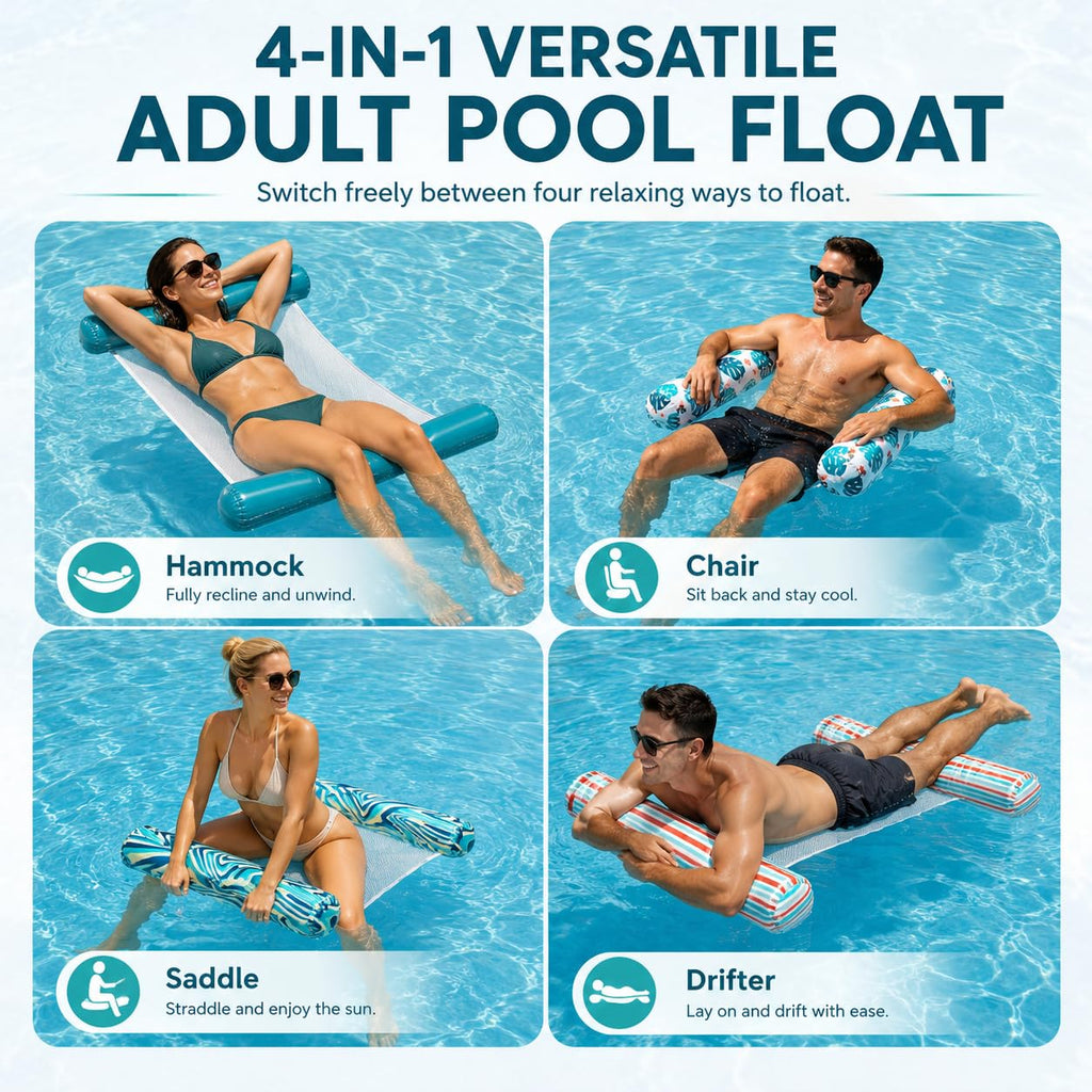 4-Pack Inflatable Pool Floats with Air Pump & Phone Pouch C39842