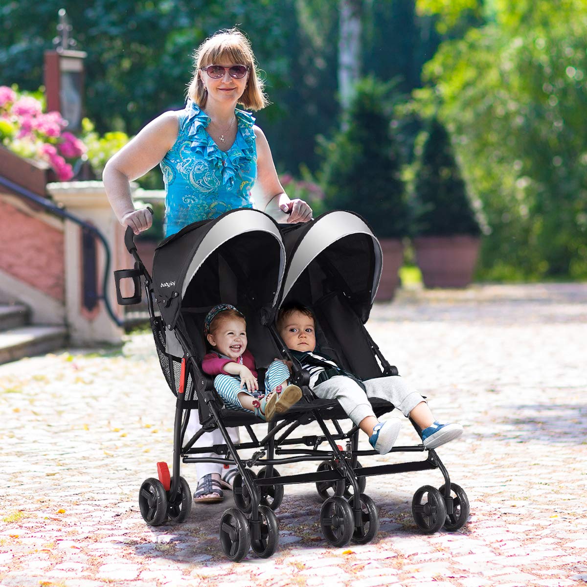 Lightweight Double Umbrella Stroller with Cup Holder and Adjustable Canopy Y972