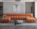 Orange Velvet U-Shaped Sectional Sofa with Chaise L967