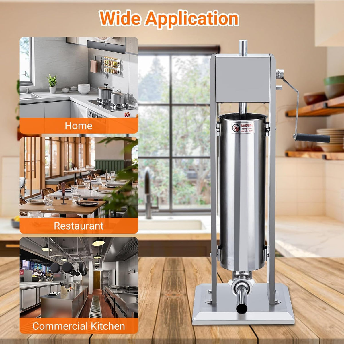 7L Stainless Steel Vertical Sausage Stuffer with 5 Stuffing Tubes S8117