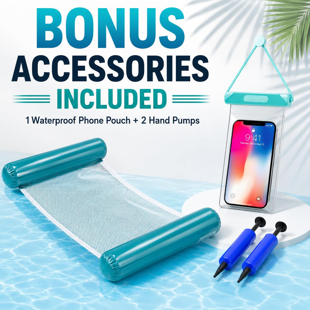 4-Pack Inflatable Pool Floats with Air Pump & Phone Pouch C39842