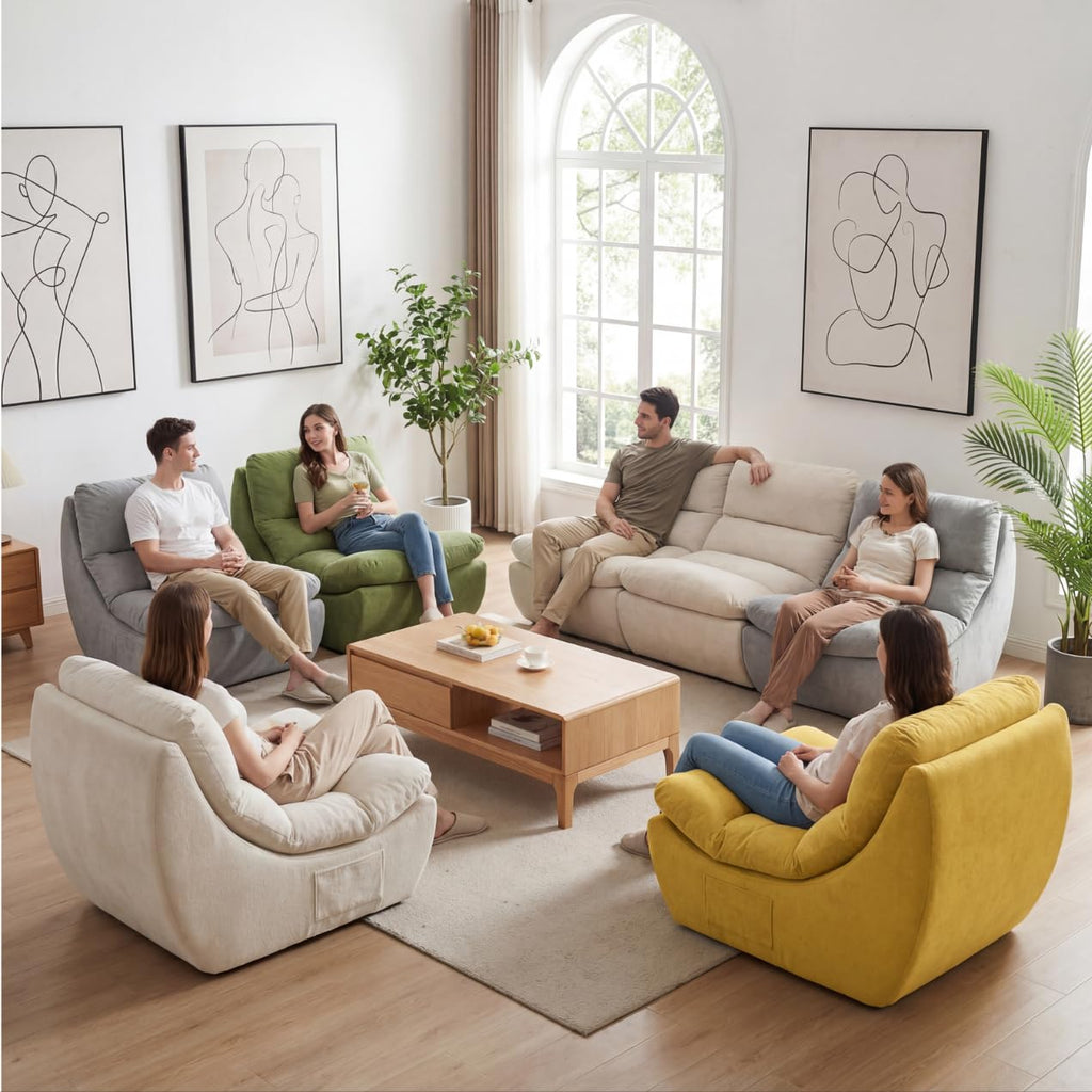 Set of 2 Yellow Anti Cat Scratch Bean Bag Chairs U4301