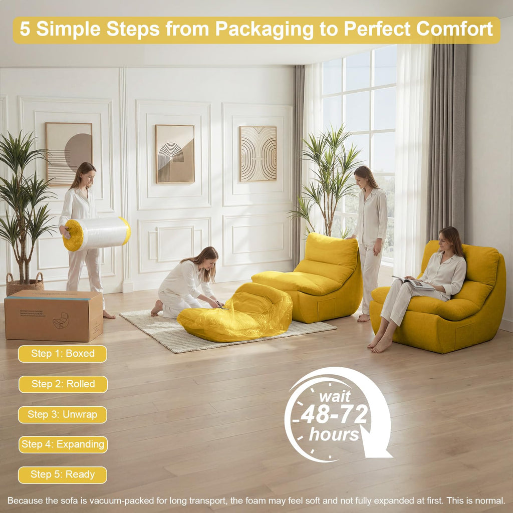 Set of 2 Yellow Anti Cat Scratch Bean Bag Chairs U4301