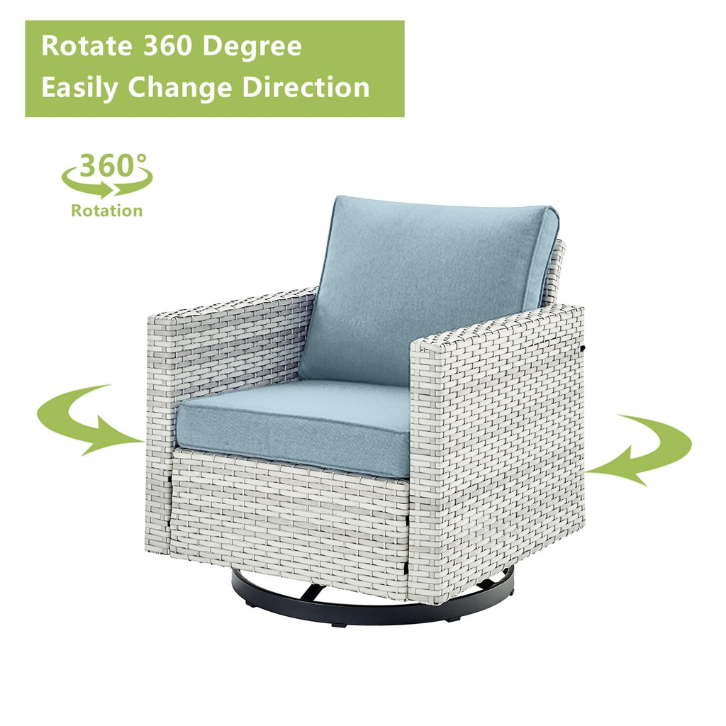 8 Piece Wicker Patio Conversation Set with Swivel Rocker Chairs Y289399