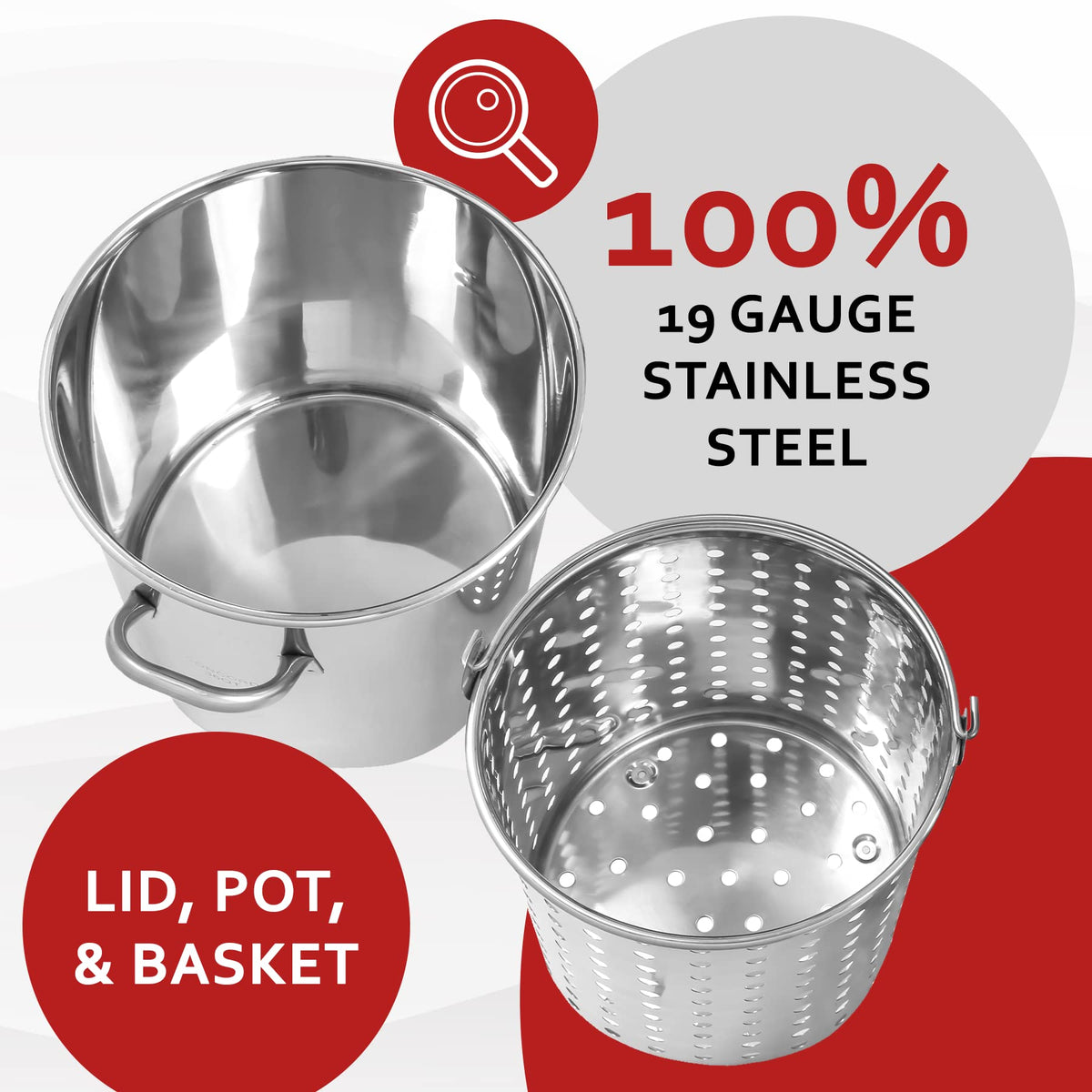 42 QT Stainless Steel Stock Pot with Basket H58348