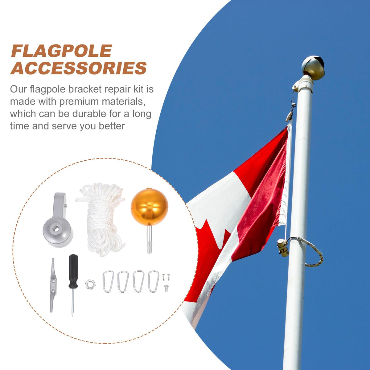 Heavy Duty Flagpole Kit Metal Repair Parts E491