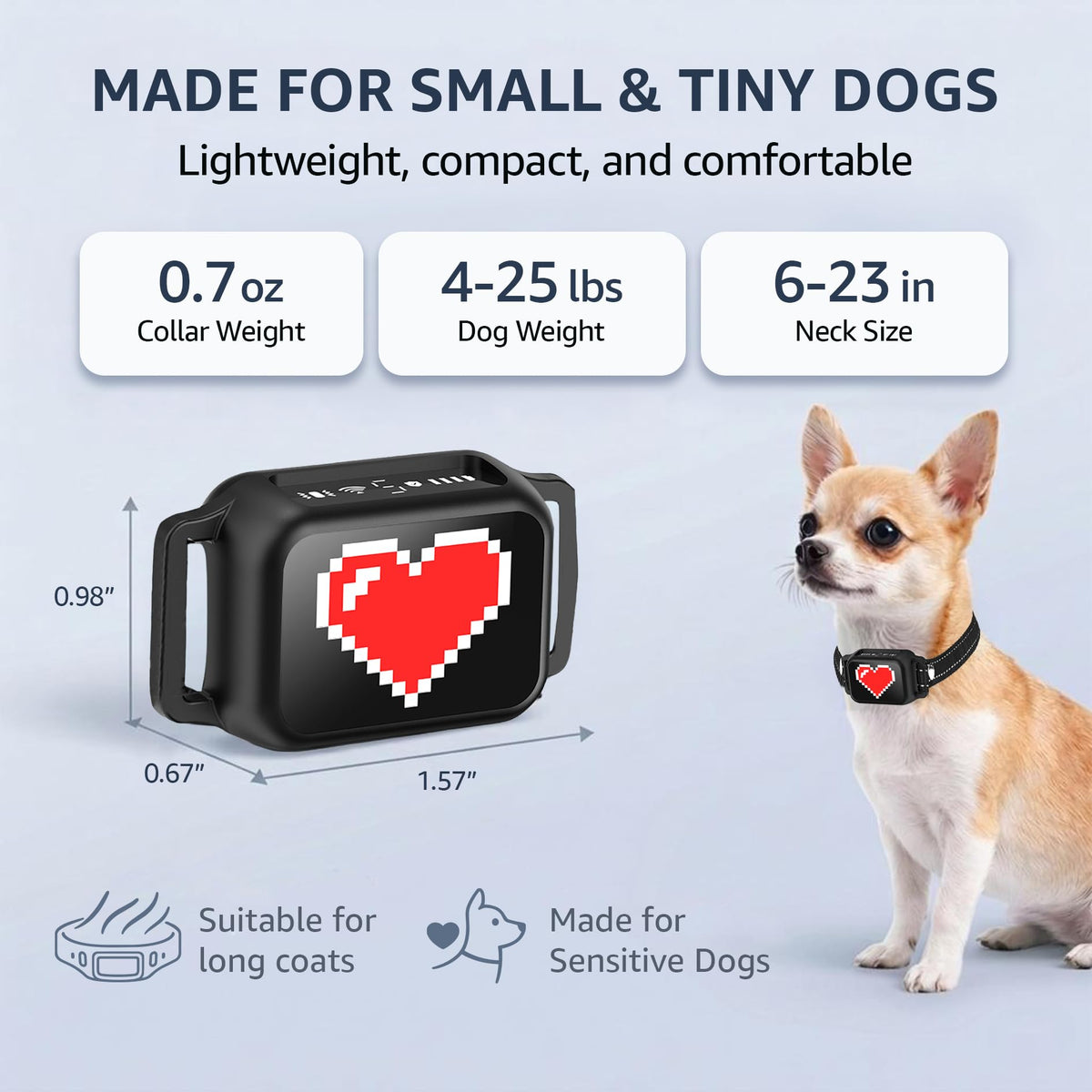 Small Dogs Bark Collar with Magnetic Charging S6069