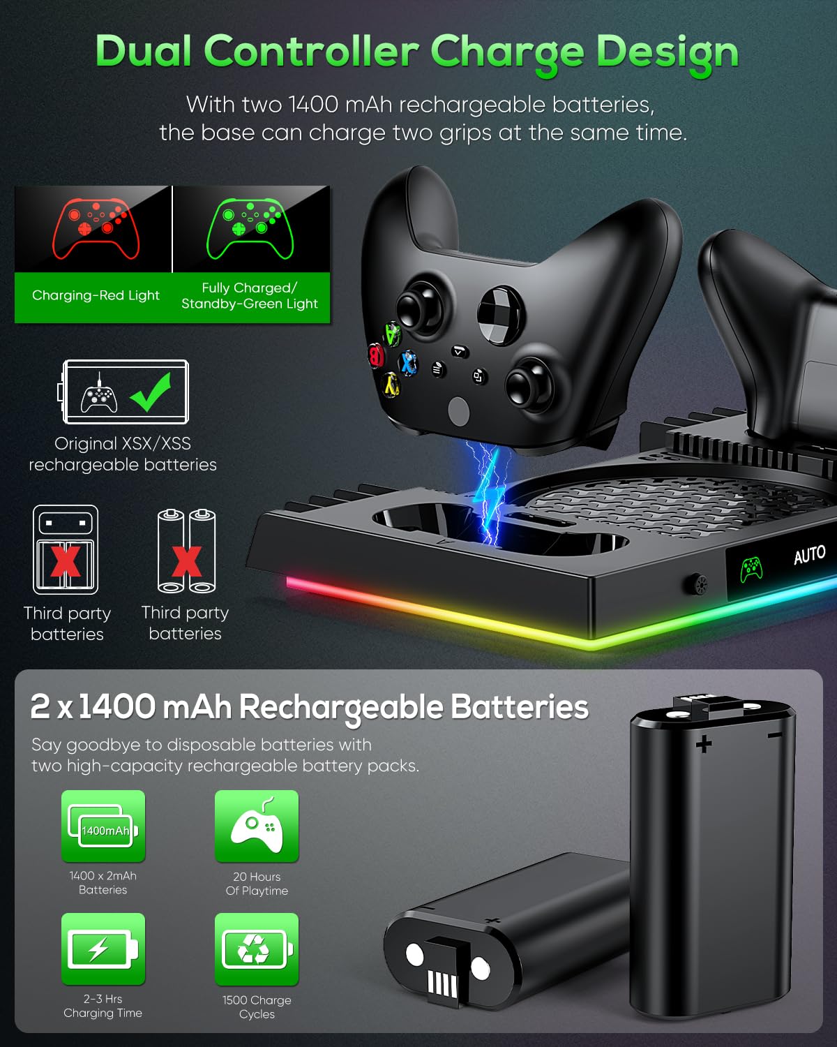 Black Cooling Fan Charge Stand for Xbox Series X Console T405