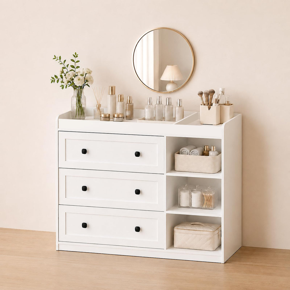 White Wood 3 Drawer Changing Table T1787