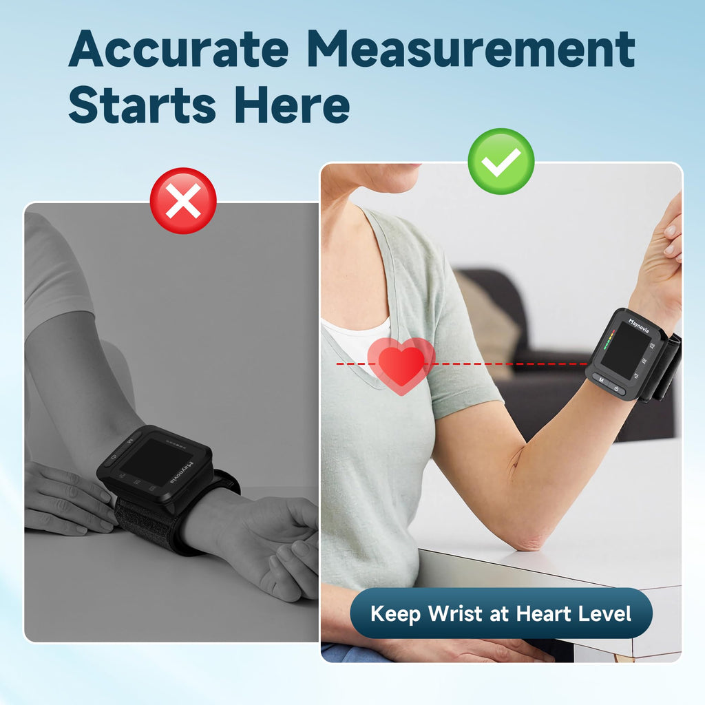 Wrist Blood Pressure Monitor, Backlit LCD, 5.3-8.5 in Cuff, Black L208