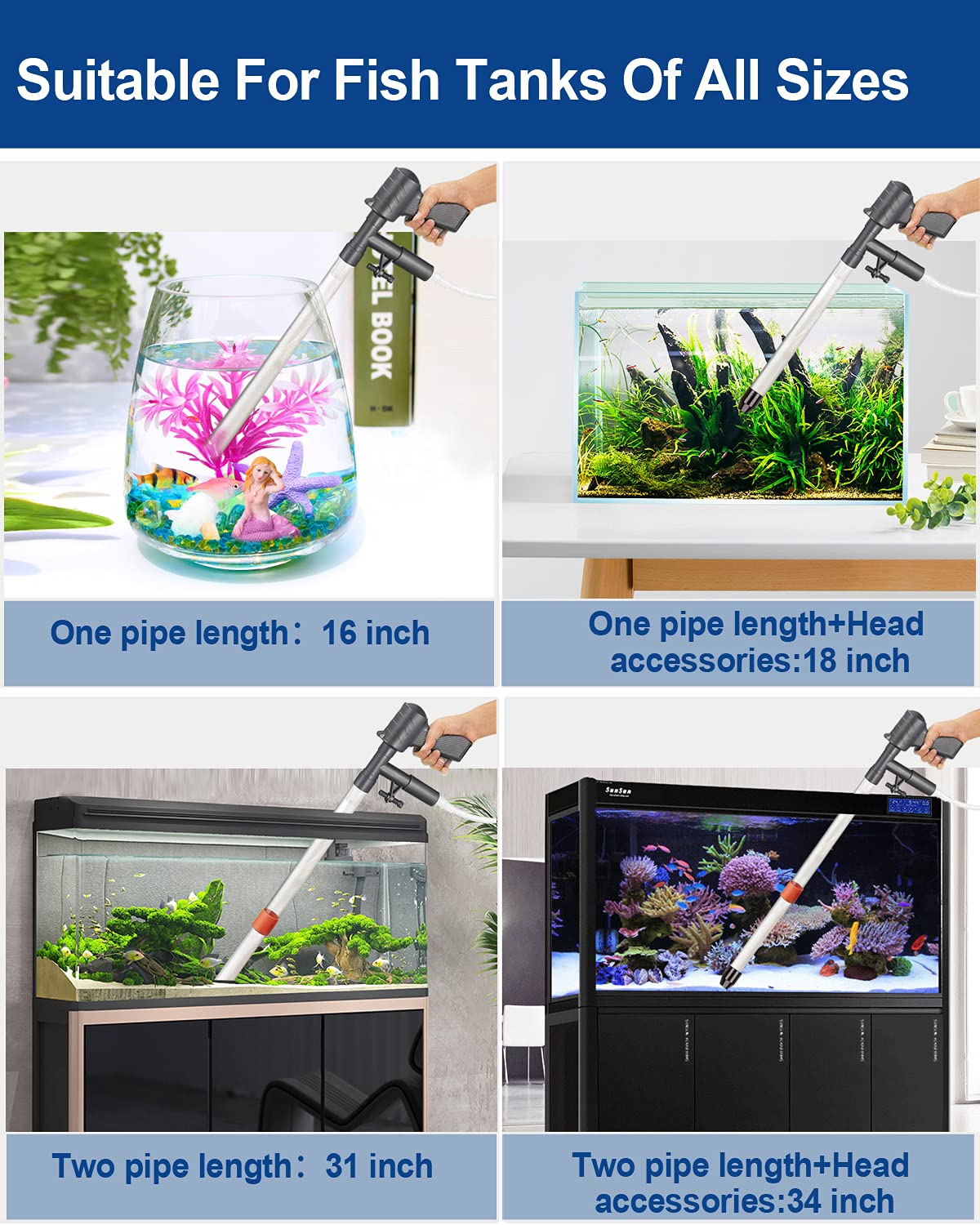 Aquarium Gravel Cleaner Vacuum Fish Tank Cleaner Kit X771338