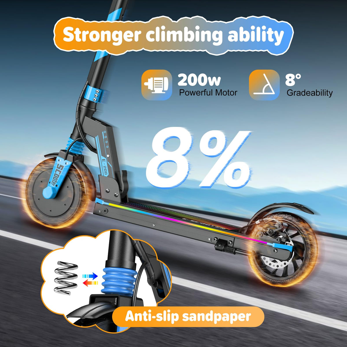 Electric Scooter Kids 8-16, 8-8.5" Solid Tires, 200-350W, UL2272 Z595