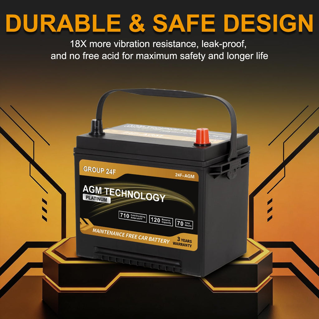 AGM Car Battery Group Size 24F 12V 70Ah 710 CCA A34602