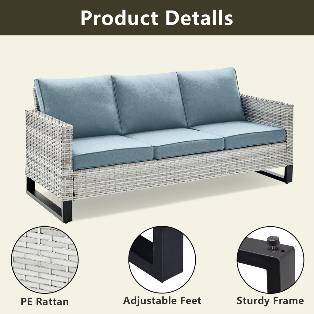 8 Piece Wicker Patio Conversation Set with Swivel Rocker Chairs Y289399