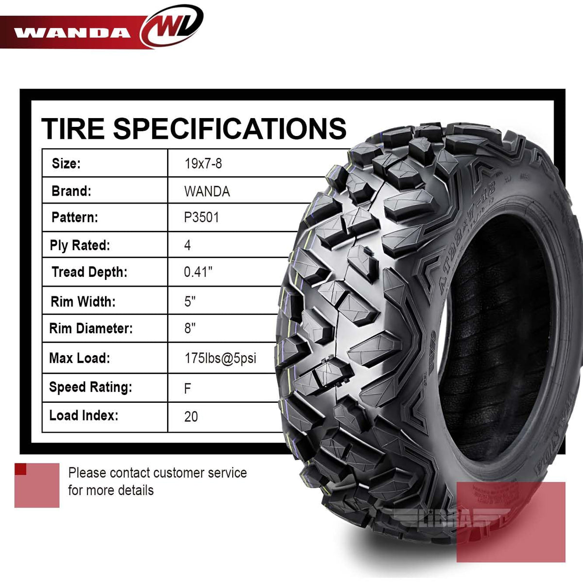 2 ATV Tires 19x7-8 W2481