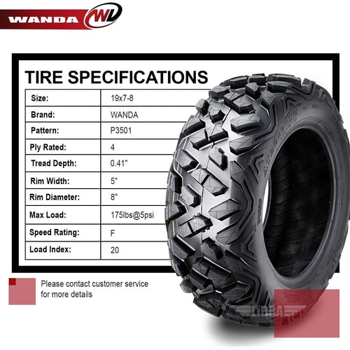 2 ATV Tires 19x7-8 W2481