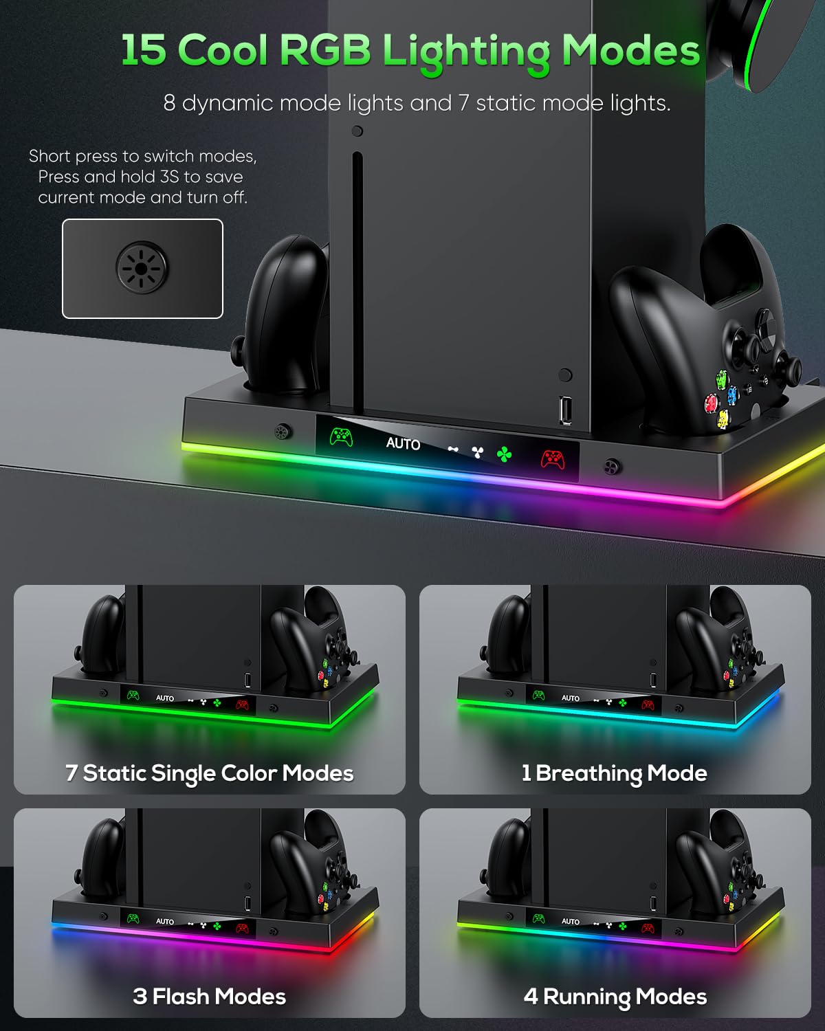Black Cooling Fan Charge Stand for Xbox Series X Console T405