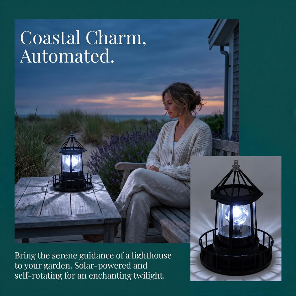 Solar Lighthouse Rotating LED Light IP65 Waterproof Outdoor Lamp L5701