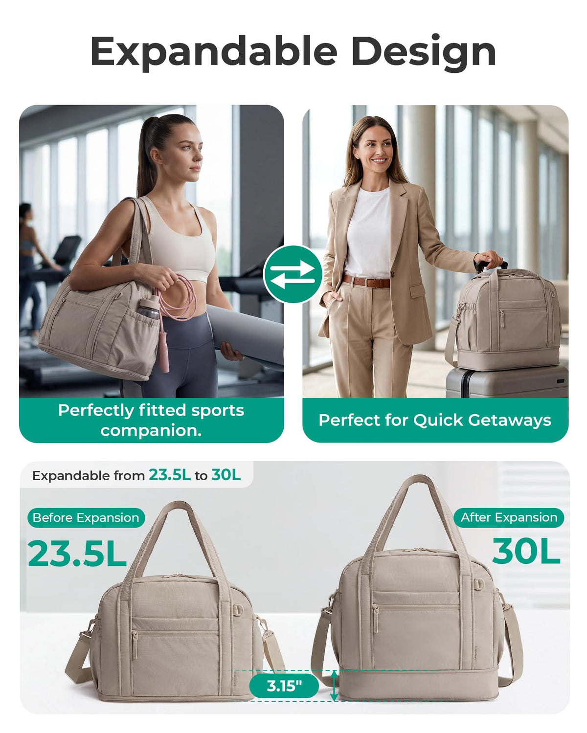 Expandable Travel Duffel Bag Set J199