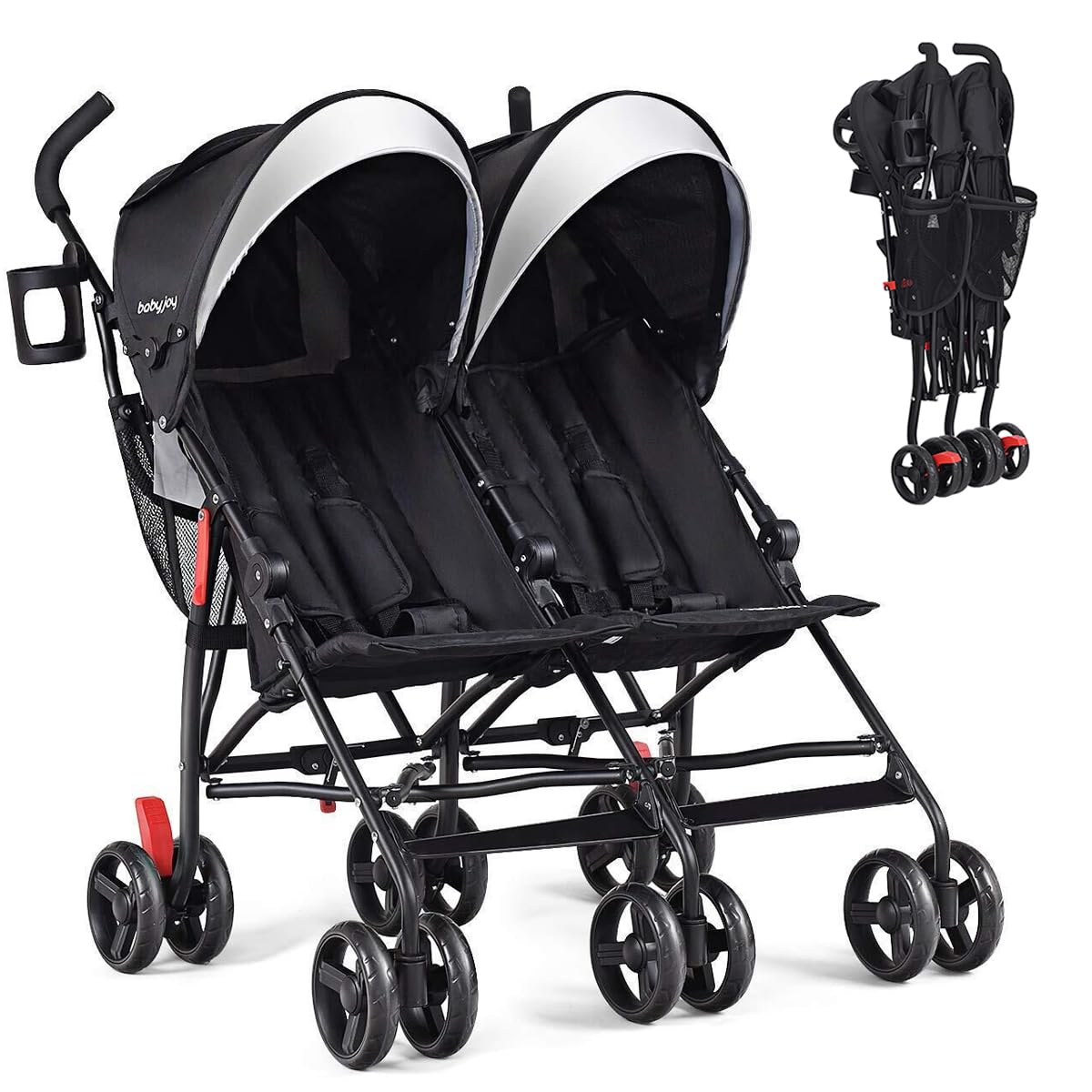 Lightweight Double Umbrella Stroller with Cup Holder and Adjustable Canopy Y972