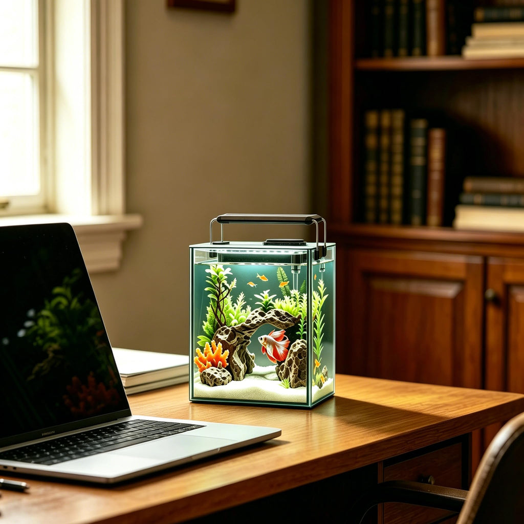 1.5 Gallon Glass Aquarium Starter Kit with LED Light and Power Filter Z591