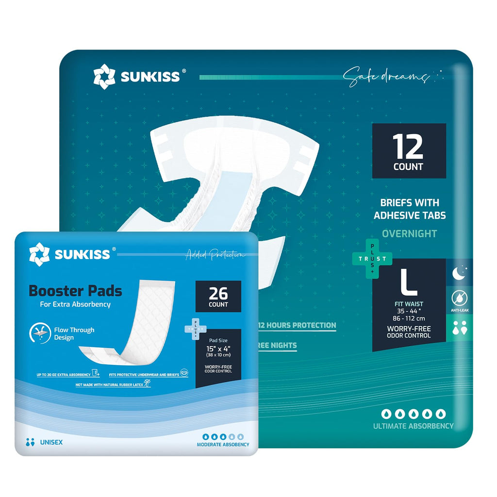 Adult Diapers Large 12 Count & Booster Pads 26 Count T96851