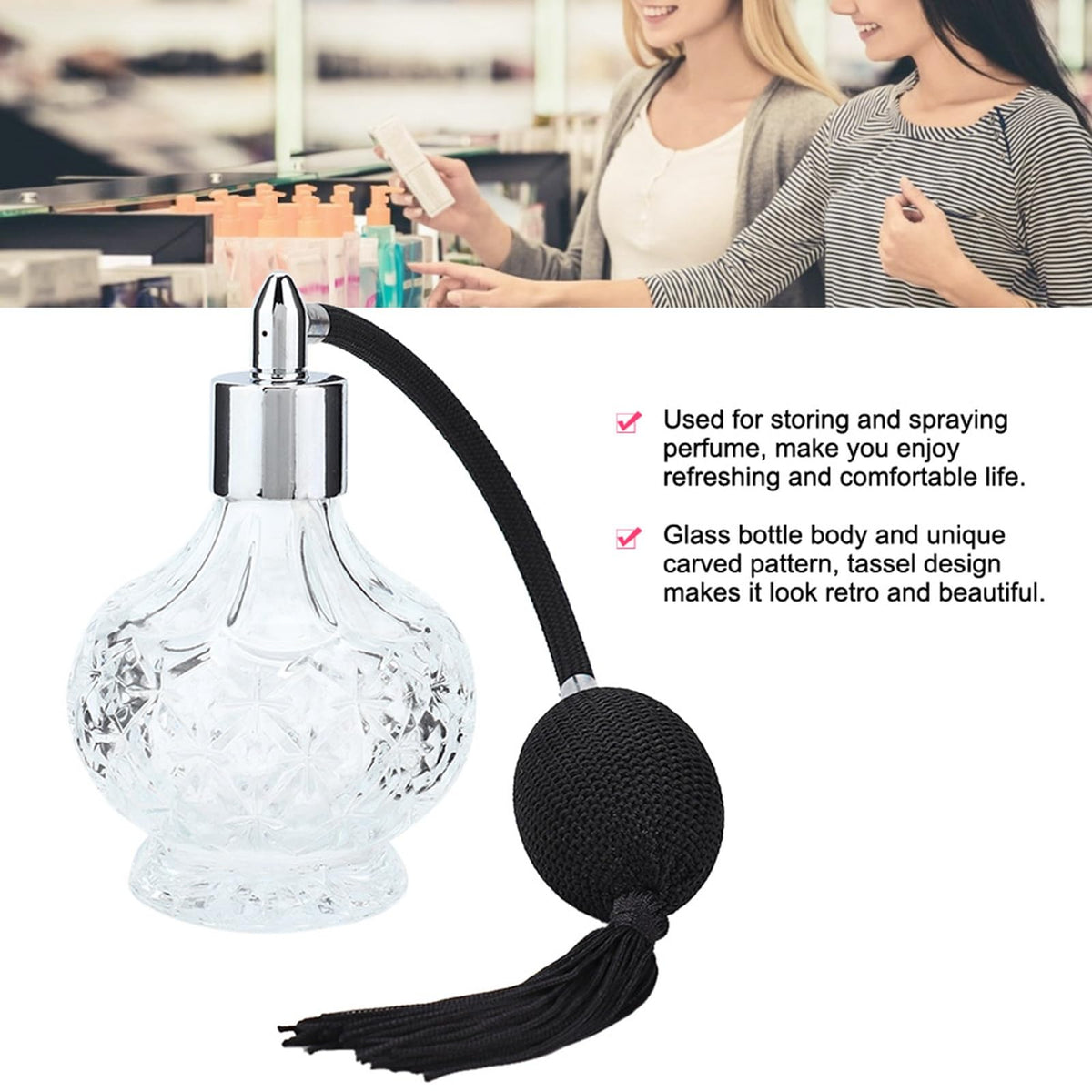 Glass Perfume Bottle Refill Spray Bottle Atomizer 80ml U758581