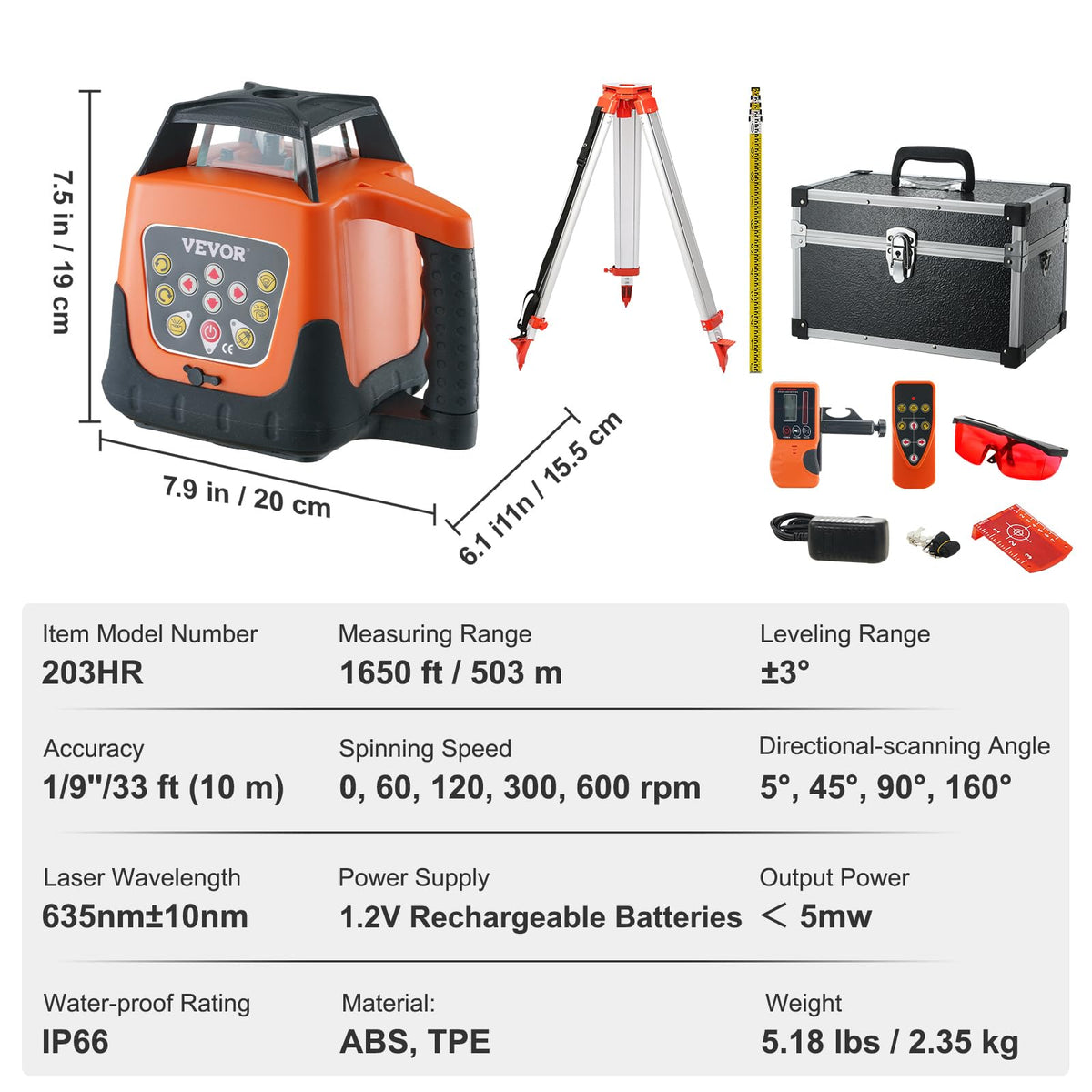 Red 360 Degree Self Leveling Rotary Laser Level Kit with Tripod A1774