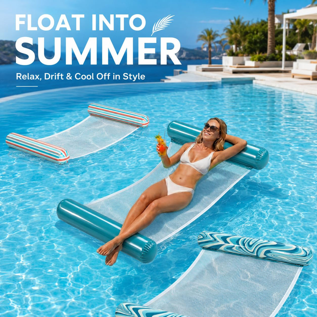 4-Pack Inflatable Pool Floats with Air Pump & Phone Pouch C39842