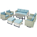 8 Piece Wicker Patio Conversation Set with Swivel Rocker Chairs Y289399