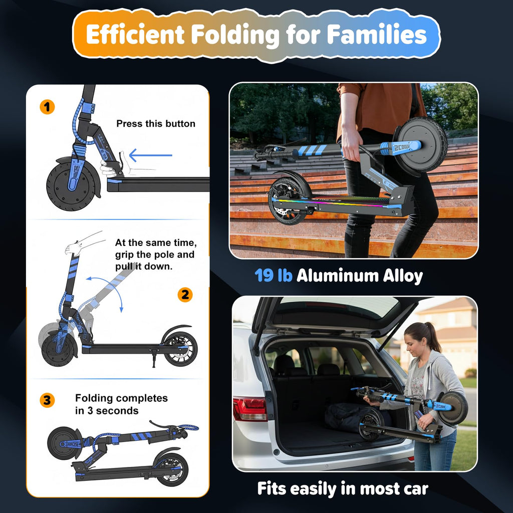 Electric Scooter Kids 8-16, 8-8.5" Solid Tires, 200-350W, UL2272 Z595