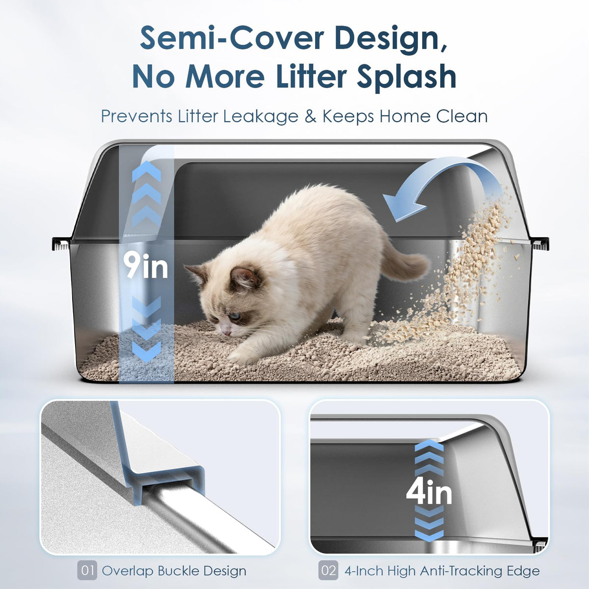 Stainless Steel Cat Litter Box with Lid A492601
