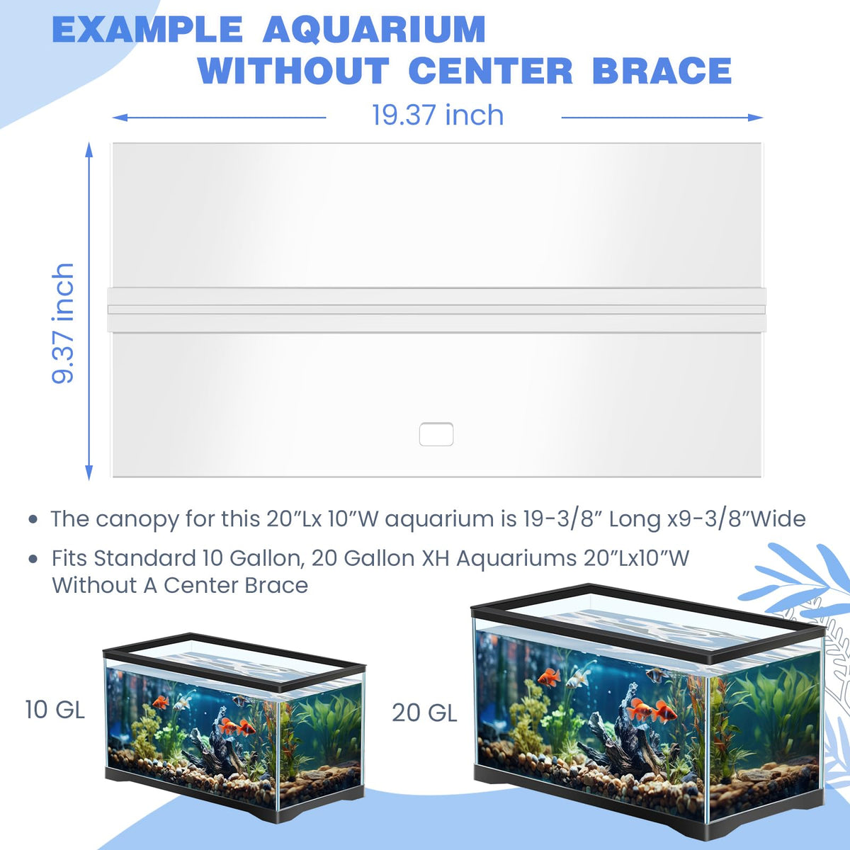 Clear Acrylic Aquarium Canopy Set 19.37 x 9.37 x 0.28 Inch M63359