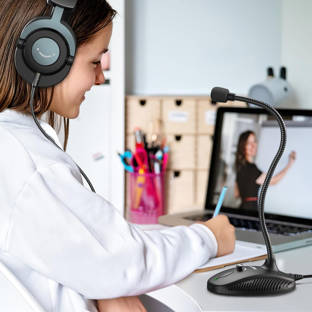 USB Computer Microphone, Plug & Play Desktop Condenser Mic, Mute Button with LED Indicator D352333