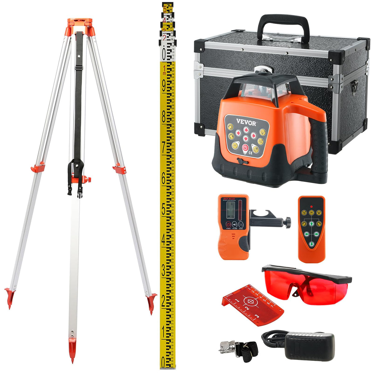 Red 360 Degree Self Leveling Rotary Laser Level Kit with Tripod A1774
