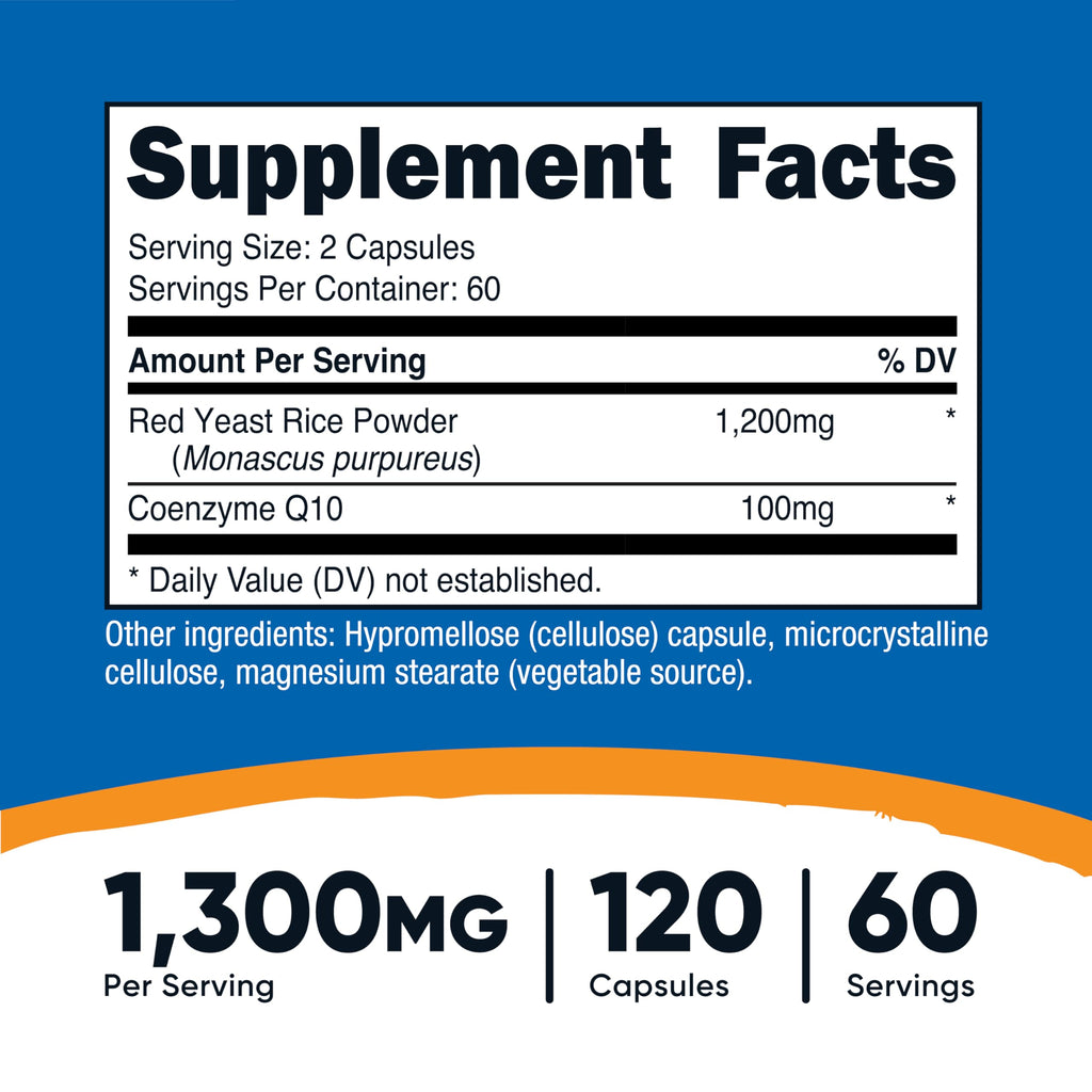 Red Yeast Rice with CoQ10 1300mg 120 Capsules S2223