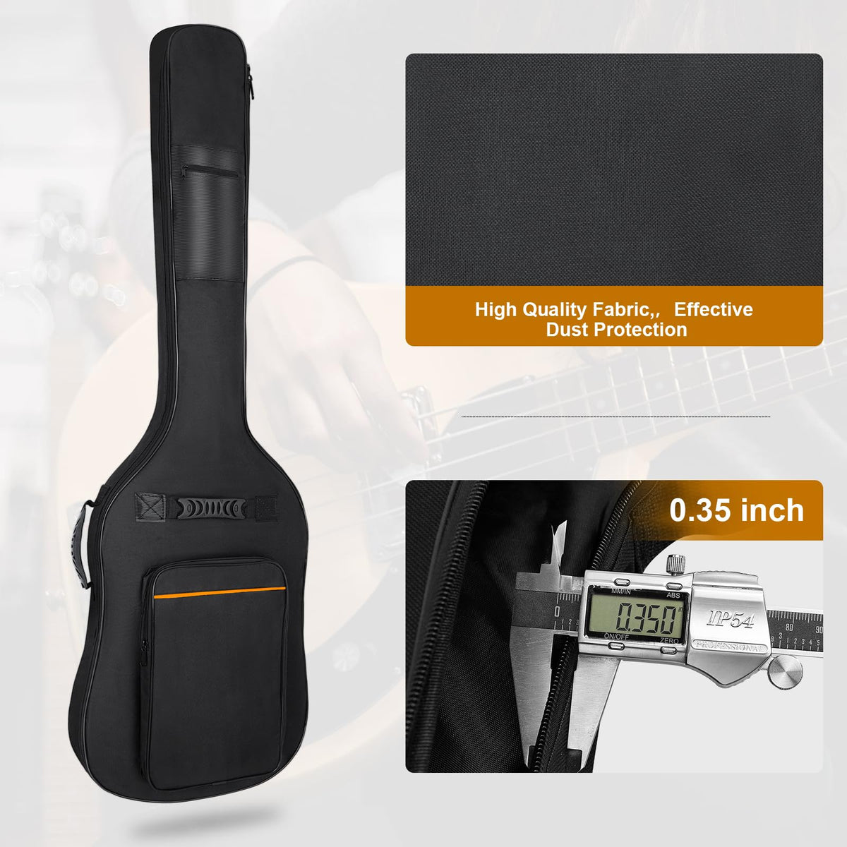 Black Padded Waterproof Bass Guitar Bag I171976