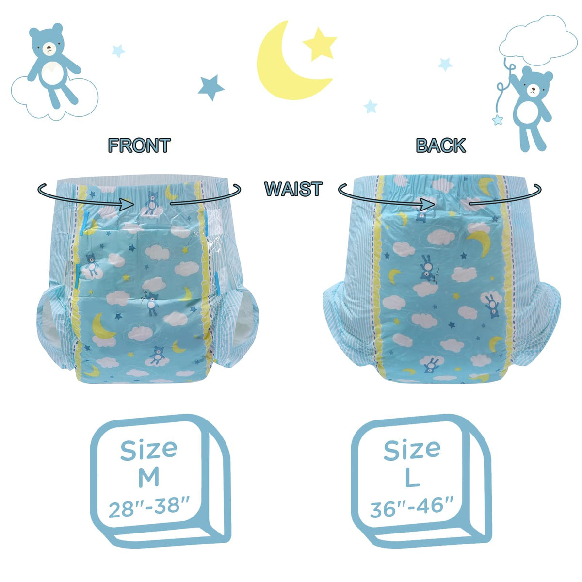 Adult Printed Diaper 10 Pieces Medium Z54237